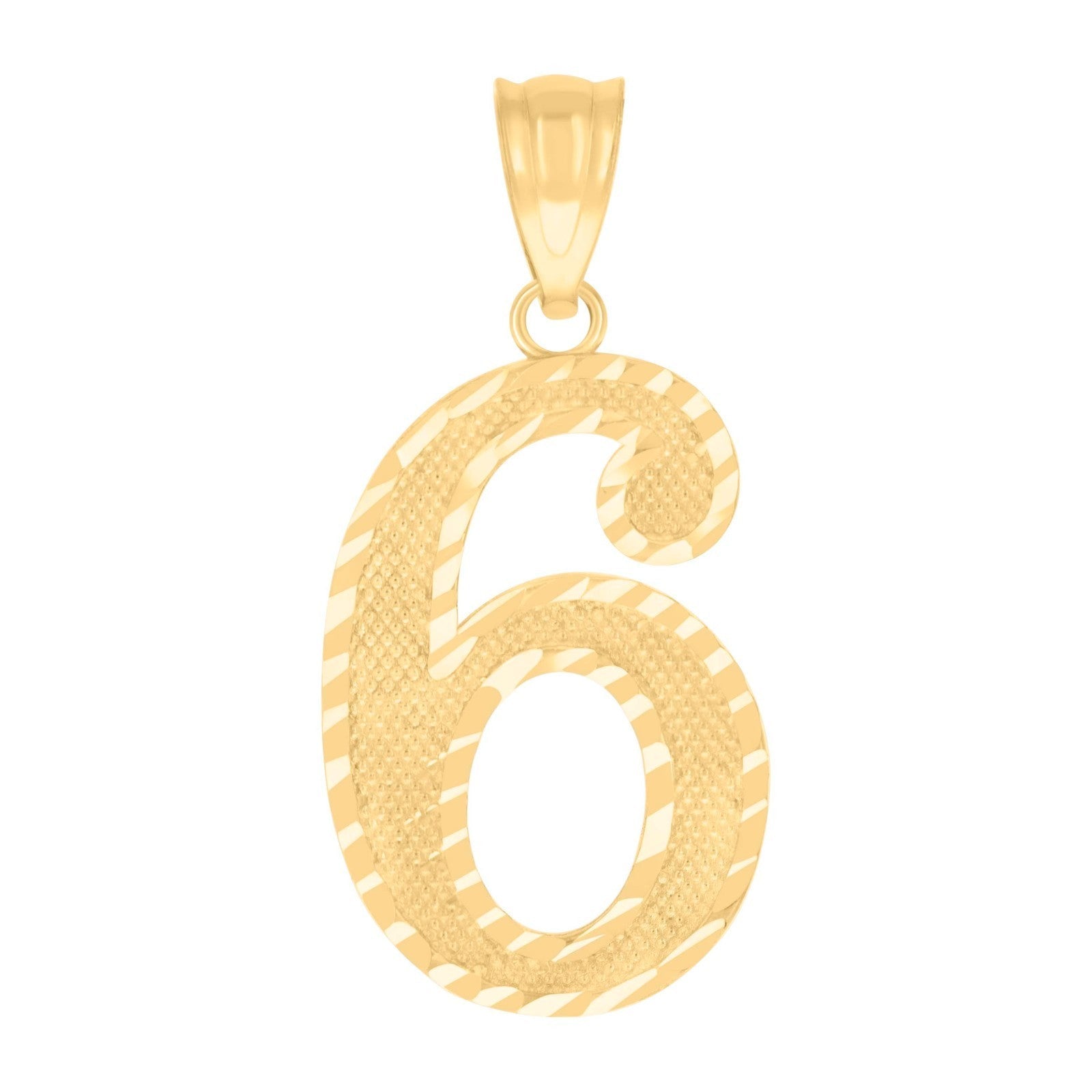 10k Yellow Gold Initial Number "6" Pendant 1.3g Numeral Unisex Charm - Elite Jewelers - Charms & Pendants