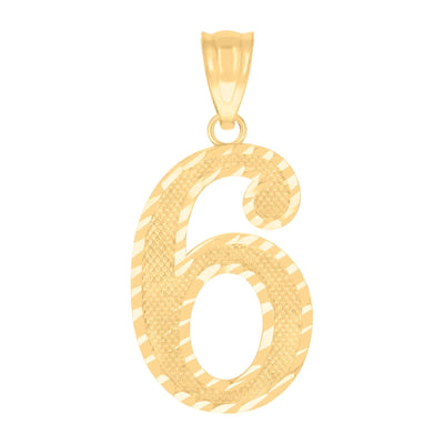10k Yellow Gold Initial Number "6" Pendant 1.3g Numeral Unisex Charm - Elite Jewelers - Charms & Pendants