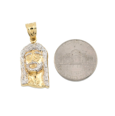 10k Yellow Gold Jesus Head Charm 2 Tone Pendant 1.25" Men Women 14mm 1.9g - Elite Jewelers - Charms & Pendants