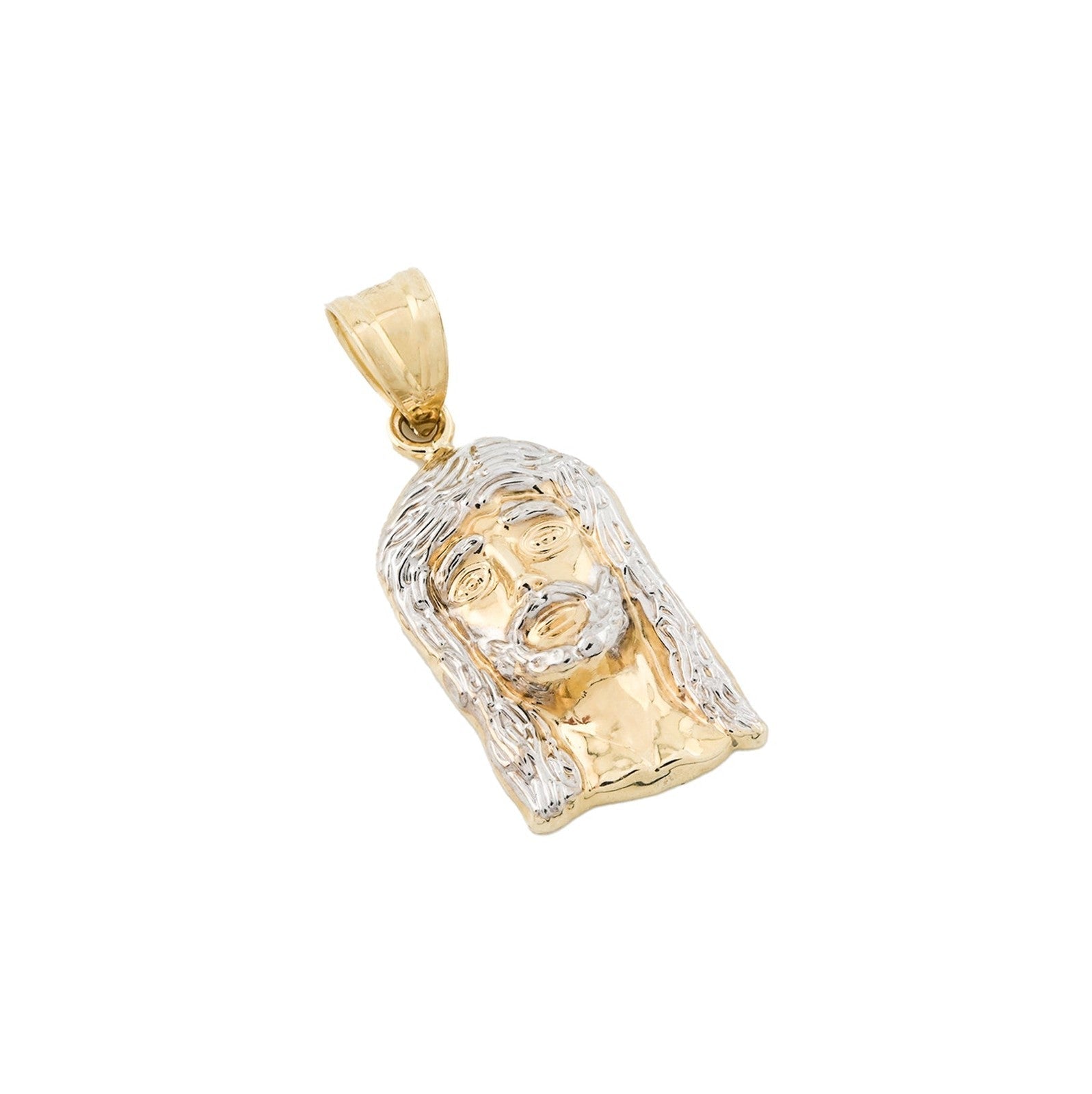 10k Yellow Gold Jesus Head Charm 2 Tone Pendant 1.25" Men Women 14mm 1.9g - Elite Jewelers - Charms & Pendants