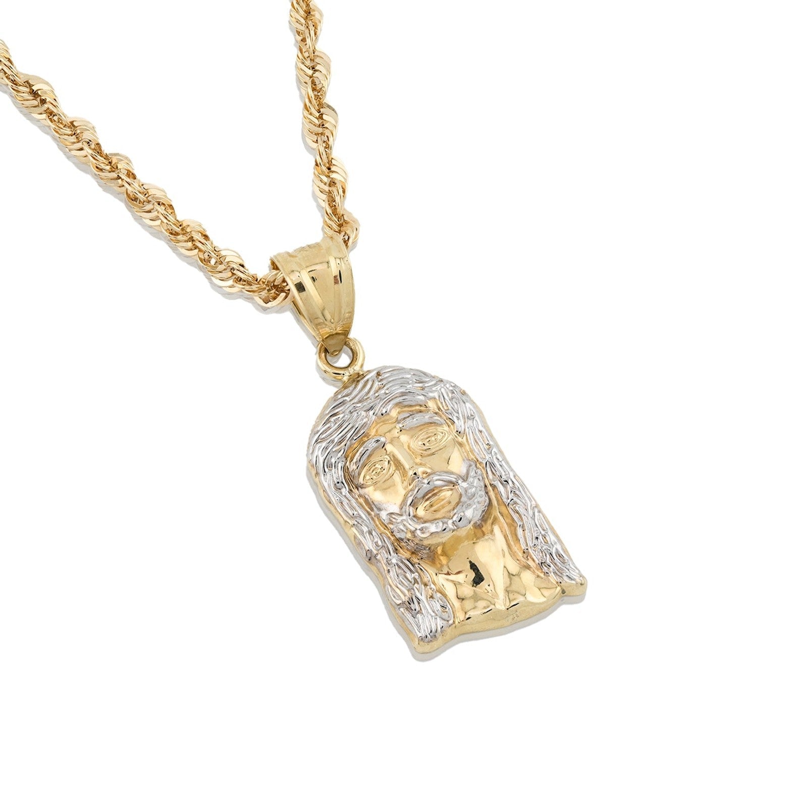 10k Yellow Gold Jesus Head Charm 2 Tone Pendant 1.25" Men Women 14mm 1.9g - Elite Jewelers - Charms & Pendants