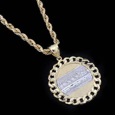 10K Yellow Gold Last Supper Jesus Pendant Apostles Charm 2" Mens Women 6.1g - Elite Jewelers - Charms & Pendants