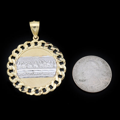 10K Yellow Gold Last Supper Jesus Pendant Apostles Charm 2" Mens Women 6.1g - Elite Jewelers - Charms & Pendants