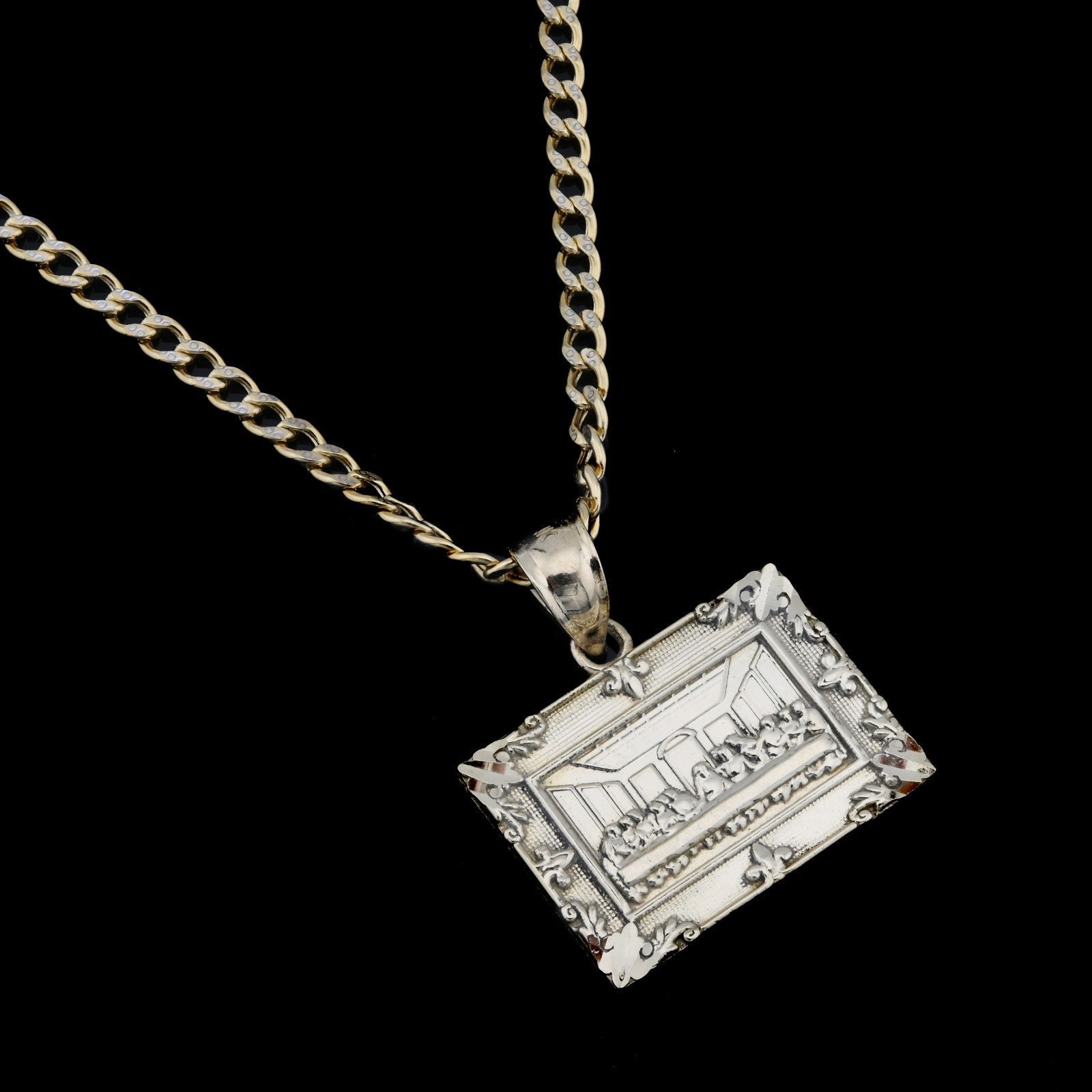 10k Yellow Gold Last Supper Medallion Charm Men Women Religious Apostle Pendant - Elite Jewelers - Charms & Pendants