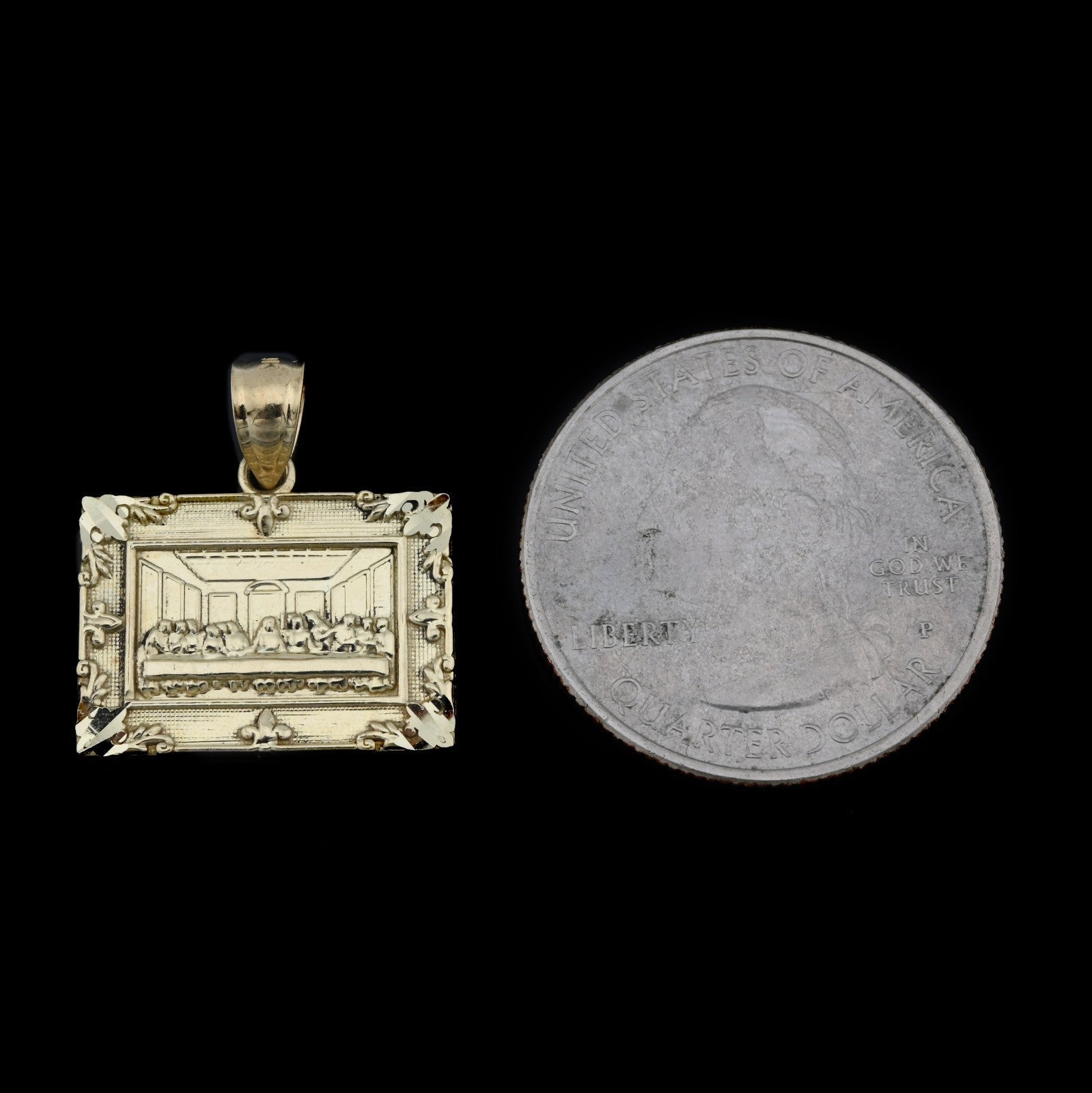 10k Yellow Gold Last Supper Medallion Charm Men Women Religious Apostle Pendant - Elite Jewelers - Charms & Pendants
