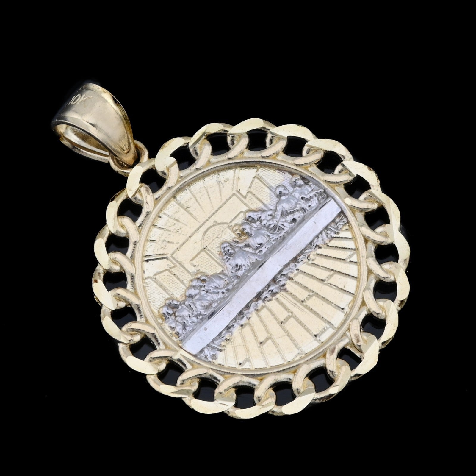 10K Yellow Gold Last Supper Medallion Pendant 2g Apostles Charm Mens Women 1.15" - Elite Jewelers - Charms & Pendants