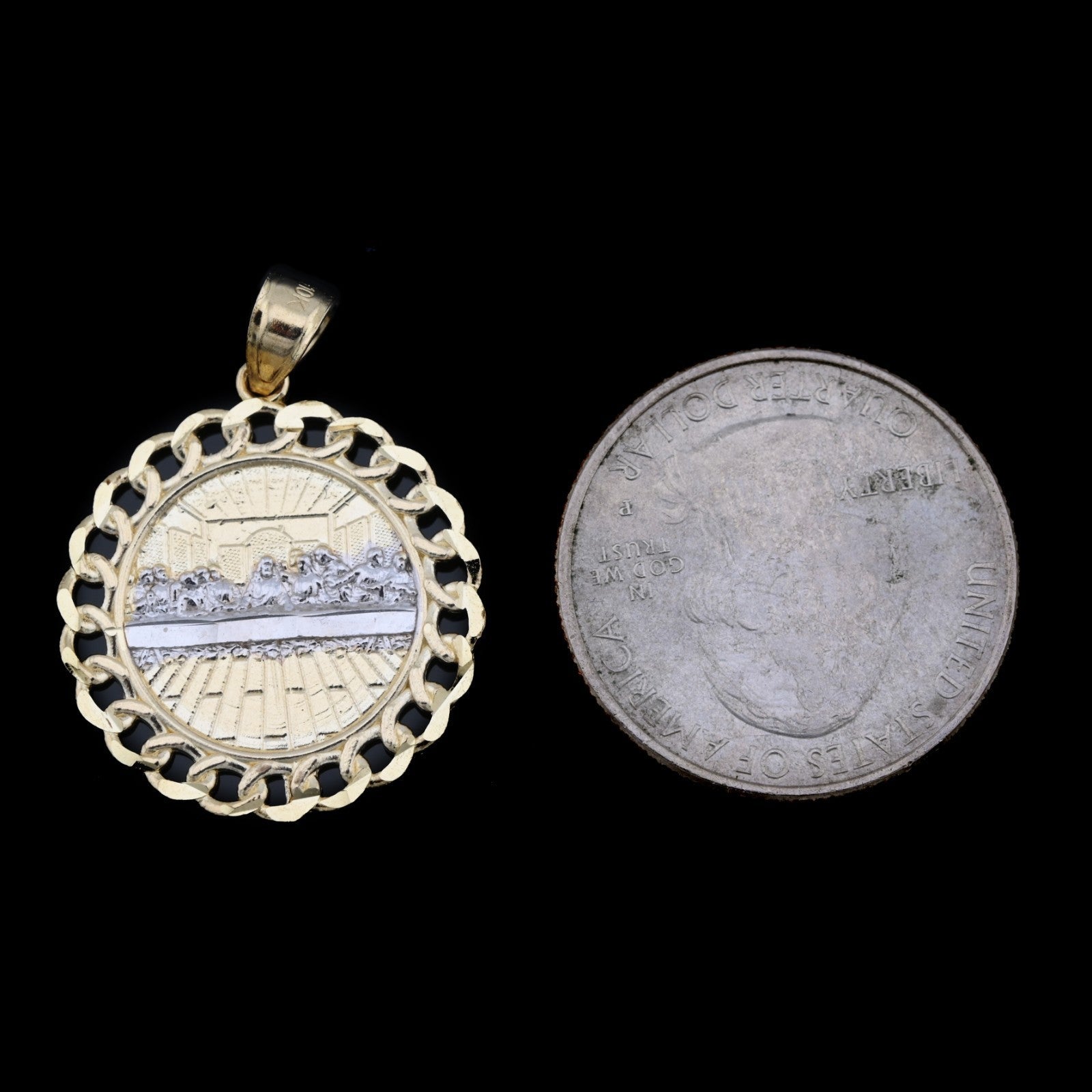 10K Yellow Gold Last Supper Medallion Pendant 2g Apostles Charm Mens Women 1.15" - Elite Jewelers - Charms & Pendants