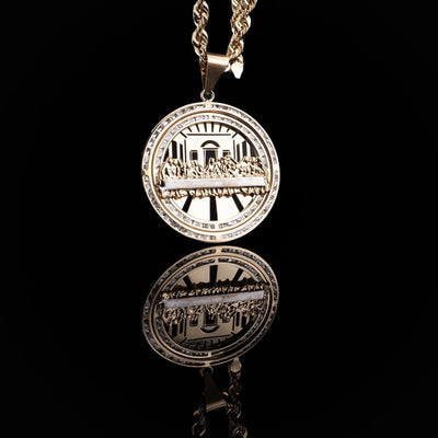 10K Yellow Gold Last Supper Medallion Pendant 6.6g Jesus Charm Men Women 2" - Elite Jewelers - Charms & Pendants