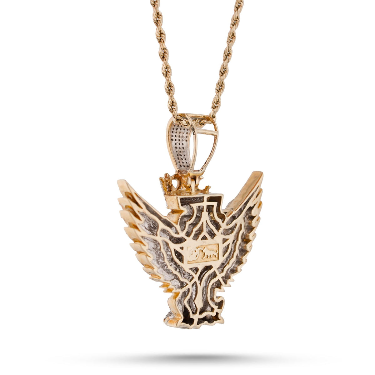 10K Yellow Gold Lion w/ Wings & Crown 4.89CT Natural Diamond Charm - Elite Jewelers-Charms & Pendants
