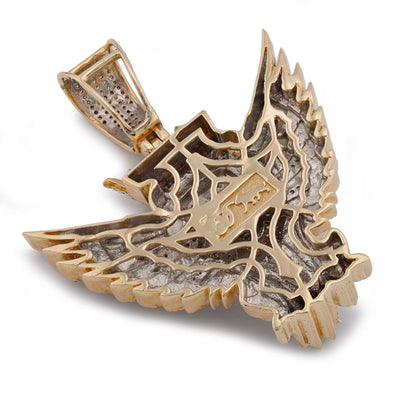 10K Yellow Gold Lion w/ Wings & Crown 4.89CT Natural Diamond Charm - Elite Jewelers-Charms & Pendants