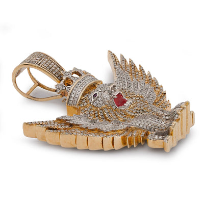 10K Yellow Gold Lion w/ Wings & Crown 4.89CT Natural Diamond Charm - Elite Jewelers-Charms & Pendants