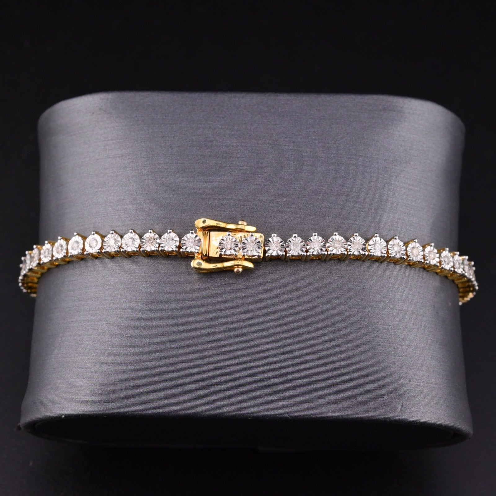 10k Yellow Gold Men 0.78CTW Natural Diamond Tennis Bracelet 7g 7In Armlet - Elite Jewelers - Bracelets