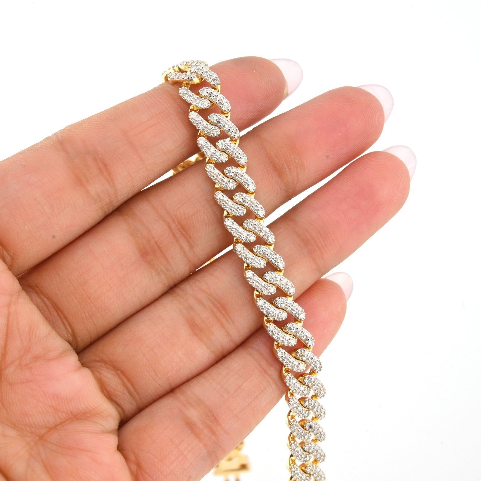 10k Yellow Gold Men 3.7CTW Natural Diamond Cuban Bracelet 16.4g 8 Inch Armlet - Elite Jewelers - Bracelets