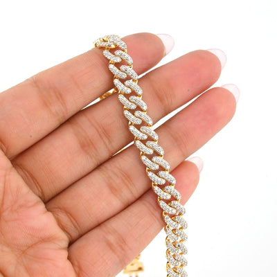 10k Yellow Gold Men 3.7CTW Natural Diamond Cuban Bracelet 16.4g 8 Inch Armlet - Elite Jewelers - Bracelets