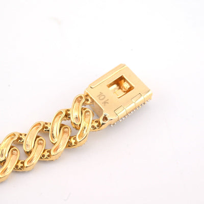 10k Yellow Gold Men 3.7CTW Natural Diamond Cuban Bracelet 16.4g 8 Inch Armlet - Elite Jewelers - Bracelets