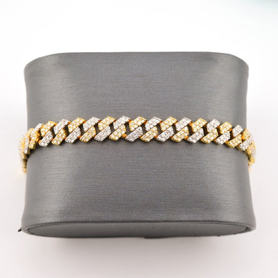 10k Yellow Gold Men 3.95CTW Natural Diamond Cuban Bracelet 18.9g 8 Inch Armlet - Elite Jewelers - Bracelets
