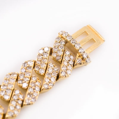 10k Yellow Gold Men 4.64CTW Natural Diamond Cuban Bracelet 17.4g 8.25In Armlet - Elite Jewelers - Bracelets