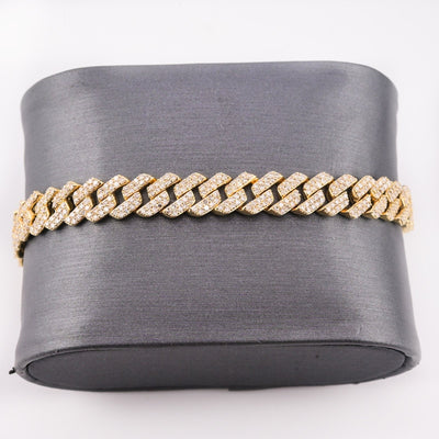 10k Yellow Gold Men 4.64CTW Natural Diamond Cuban Bracelet 17.4g 8.25In Armlet - Elite Jewelers - Bracelets