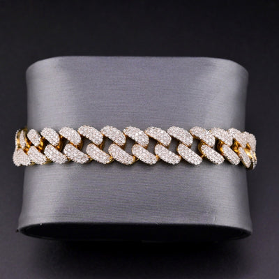 10k Yellow Gold Men 5.12CTW Natural Diamond Cuban Bracelet 38.1g 8 Inch Armlet - Elite Jewelers - Bracelets
