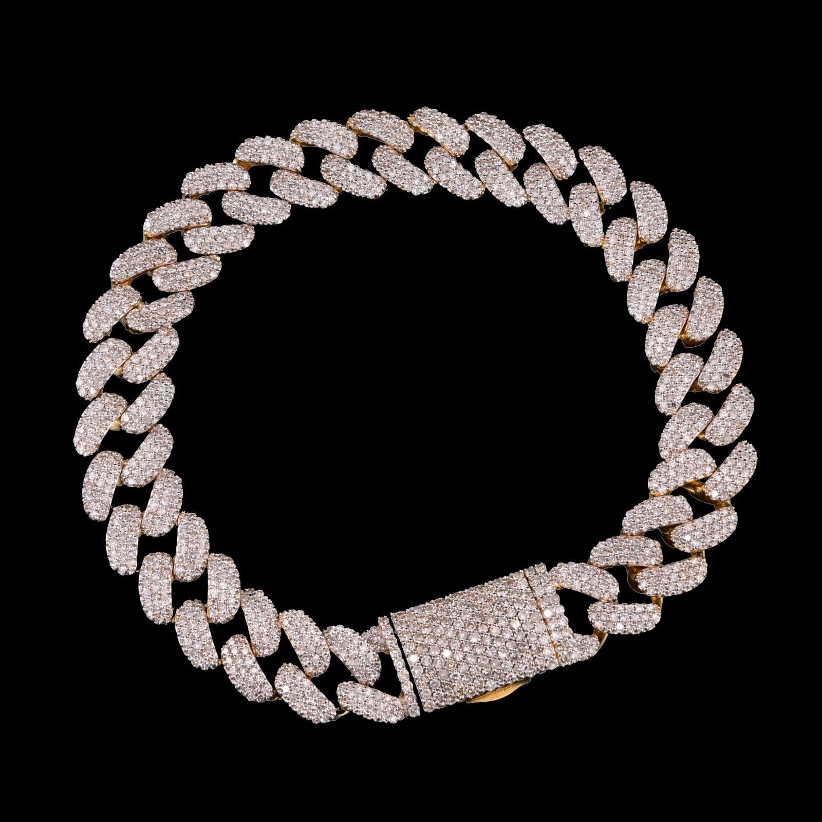 10k Yellow Gold Men 5.12CTW Natural Diamond Cuban Bracelet 38.1g 8 Inch Armlet - Elite Jewelers - Bracelets