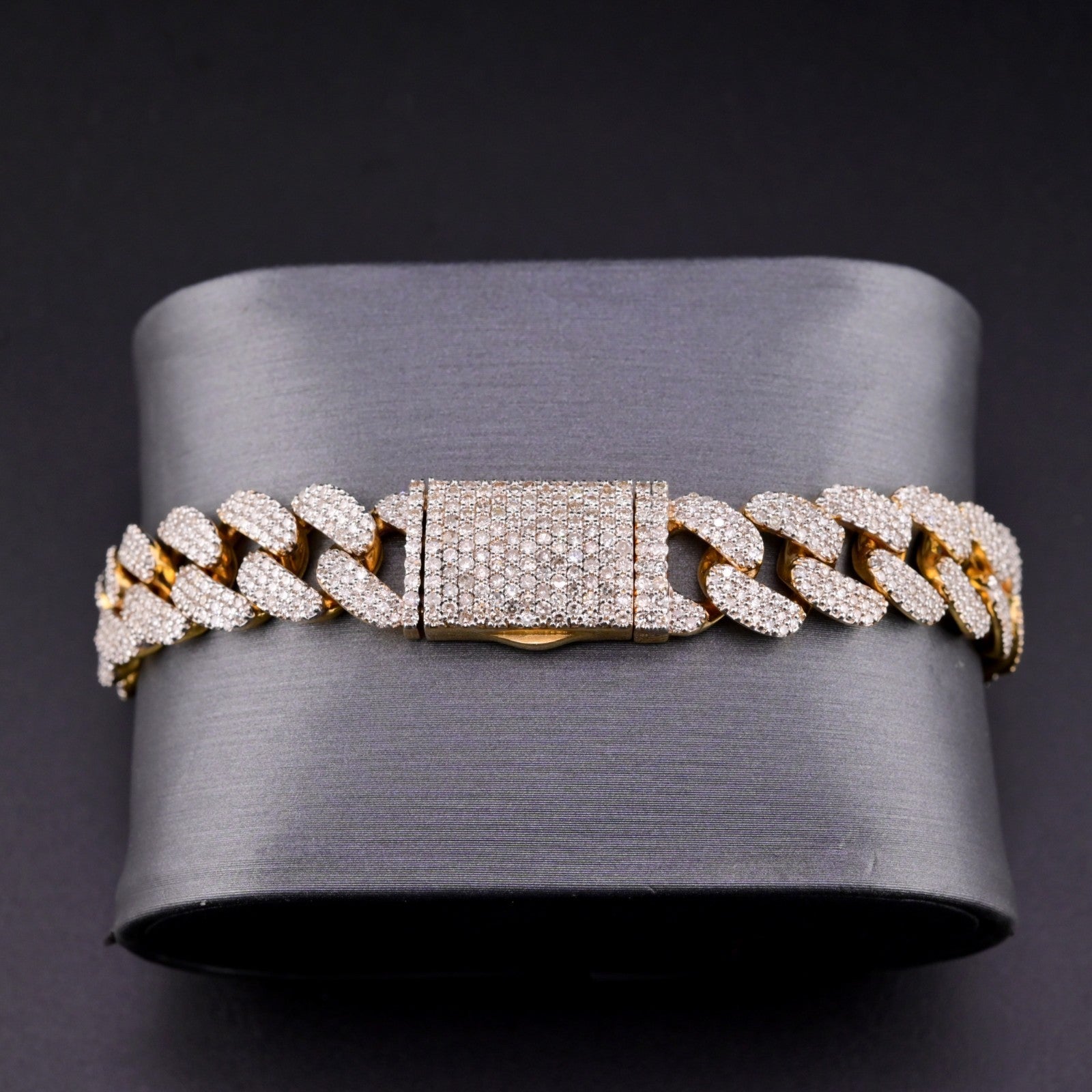 10k Yellow Gold Men 5.12CTW Natural Diamond Cuban Bracelet 38.1g 8 Inch Armlet - Elite Jewelers - Bracelets