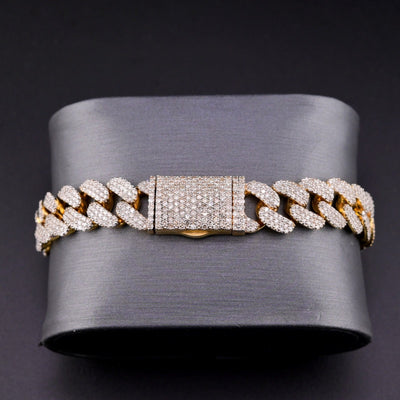 10k Yellow Gold Men 5.12CTW Natural Diamond Cuban Bracelet 38.1g 8 Inch Armlet - Elite Jewelers - Bracelets