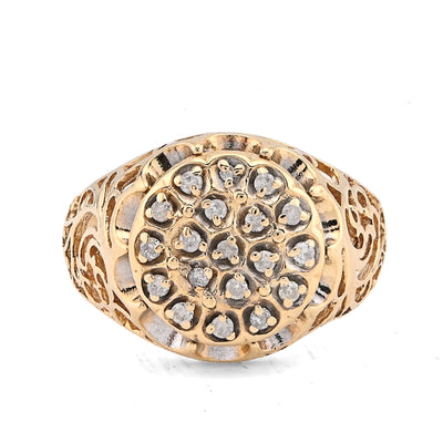 10K Yellow Gold Men Flower Cluster Round Royal 0.87CT Natural Diamond Men Ring - Elite Jewelers - Rings