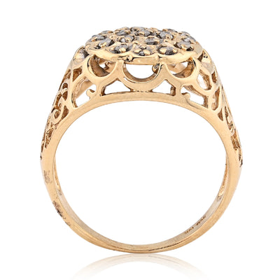 10K Yellow Gold Men Flower Cluster Round Royal 0.87CT Natural Diamond Men Ring - Elite Jewelers - Rings