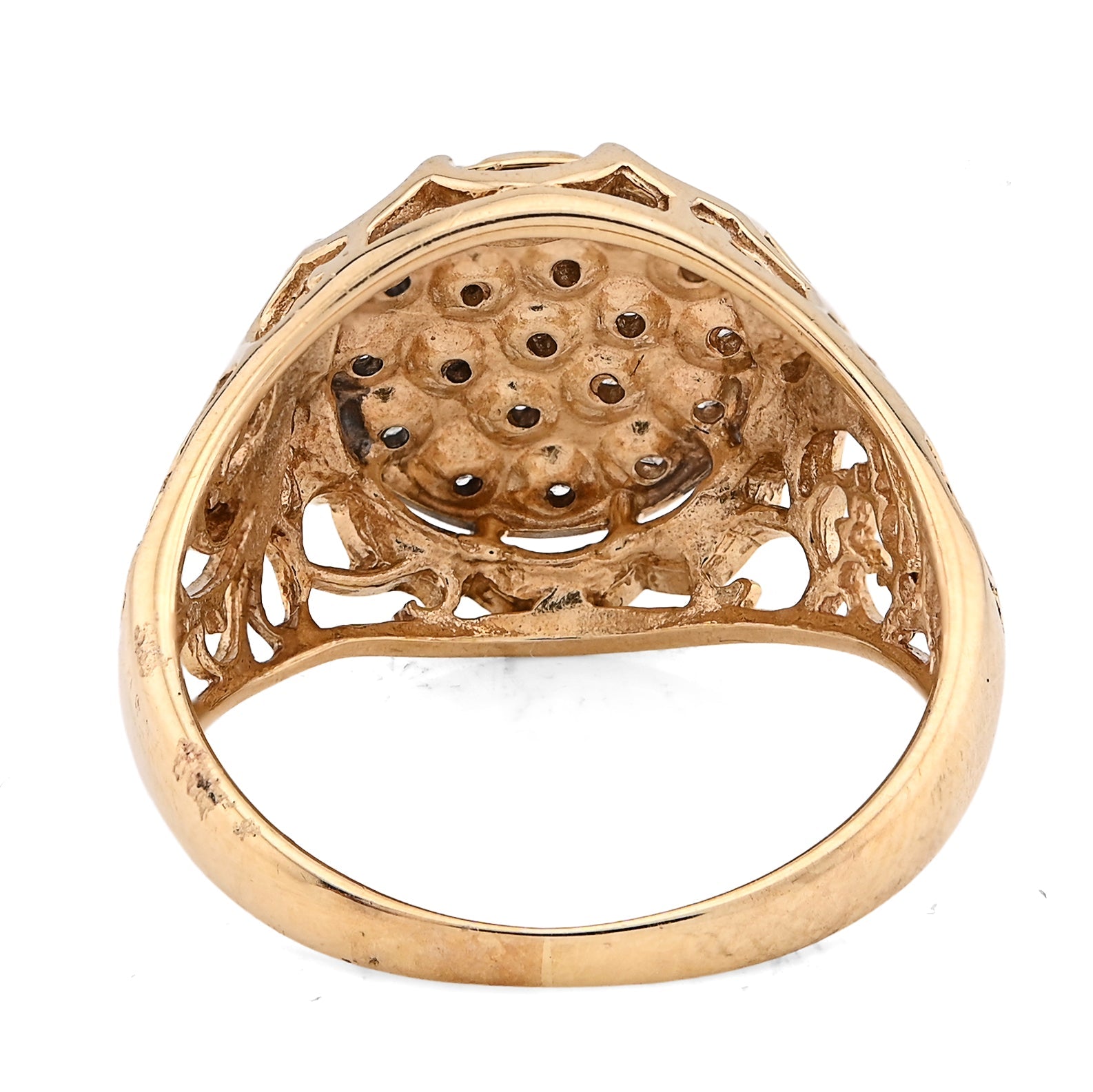 10K Yellow Gold Men Flower Cluster Round Royal 0.87CT Natural Diamond Men Ring - Elite Jewelers - Rings