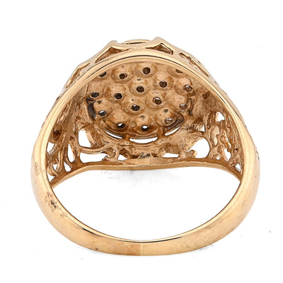 10K Yellow Gold Men Flower Cluster Round Royal 0.87CT Natural Diamond Men Ring - Elite Jewelers - Rings