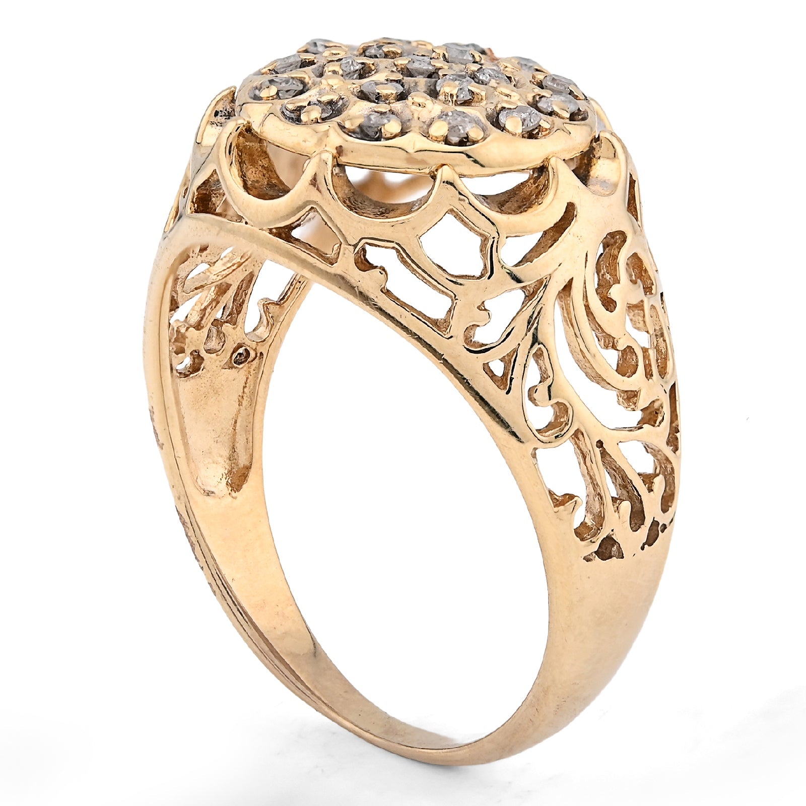 10K Yellow Gold Men Flower Cluster Round Royal 0.87CT Natural Diamond Men Ring - Elite Jewelers - Rings