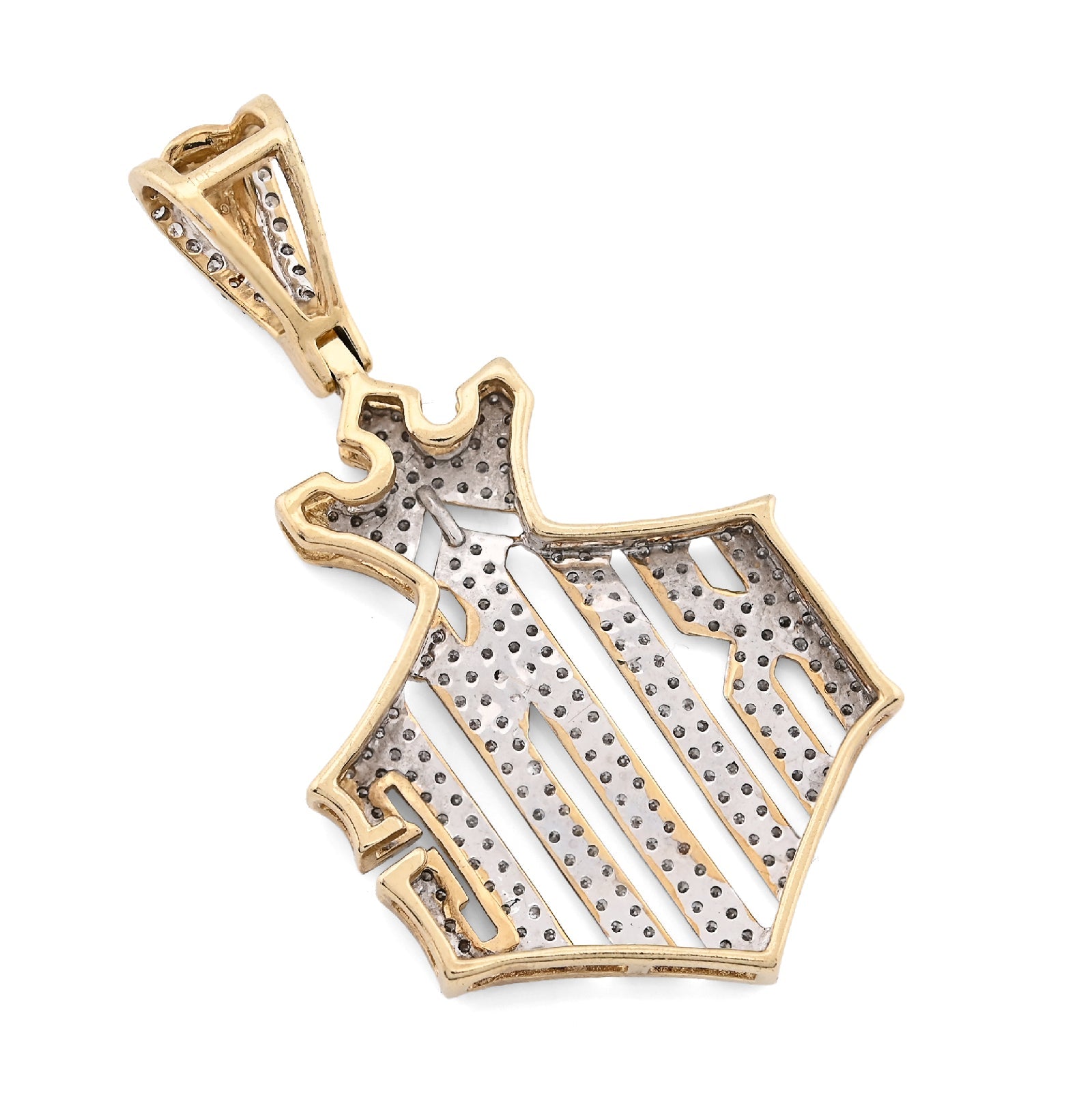 10K Yellow Gold Men "KING" Charm 0.50CT Natural Diamond Crown Pendant 1.6" - Elite Jewelers - Charms & Pendants
