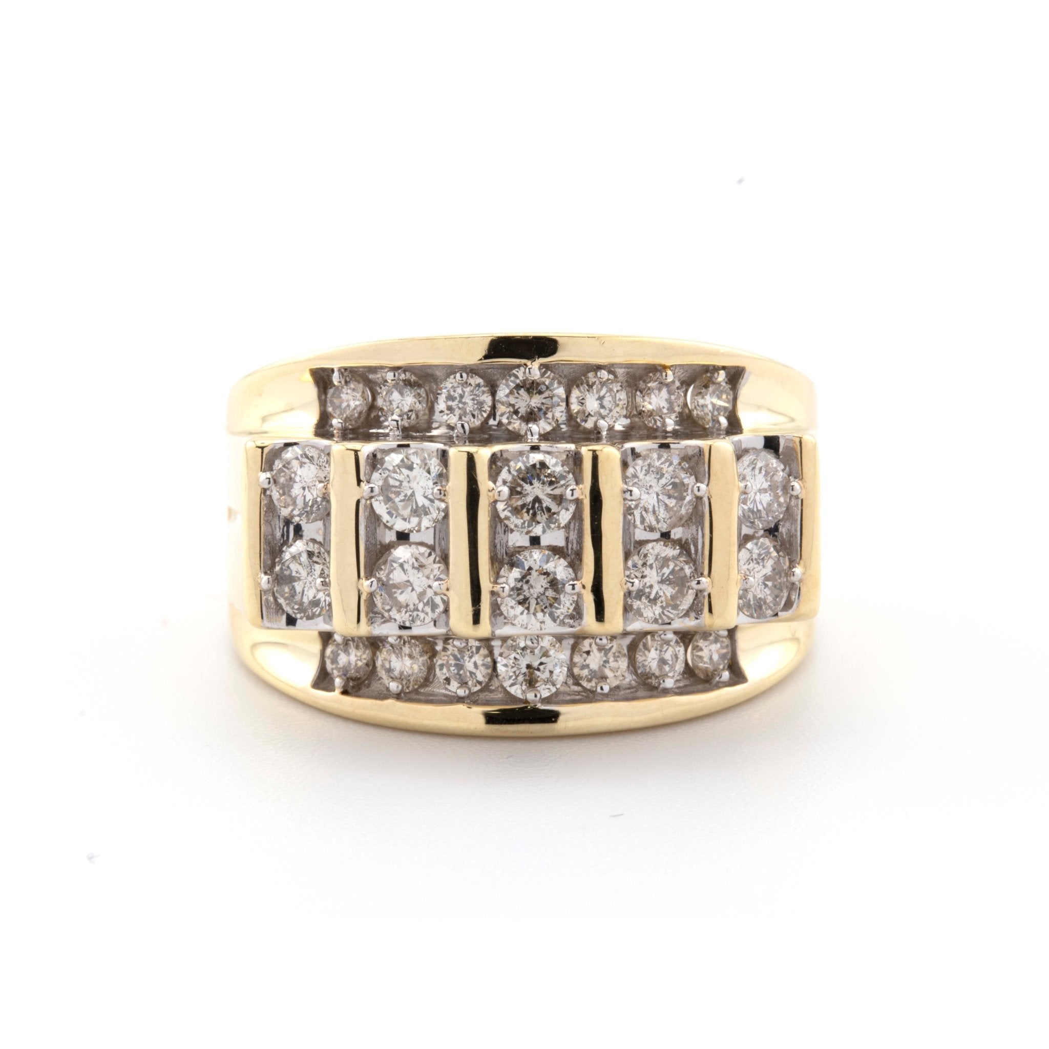 10K Yellow Gold Menâ€™s Big 3D Pointer Band - Elite Jewelers - Rings