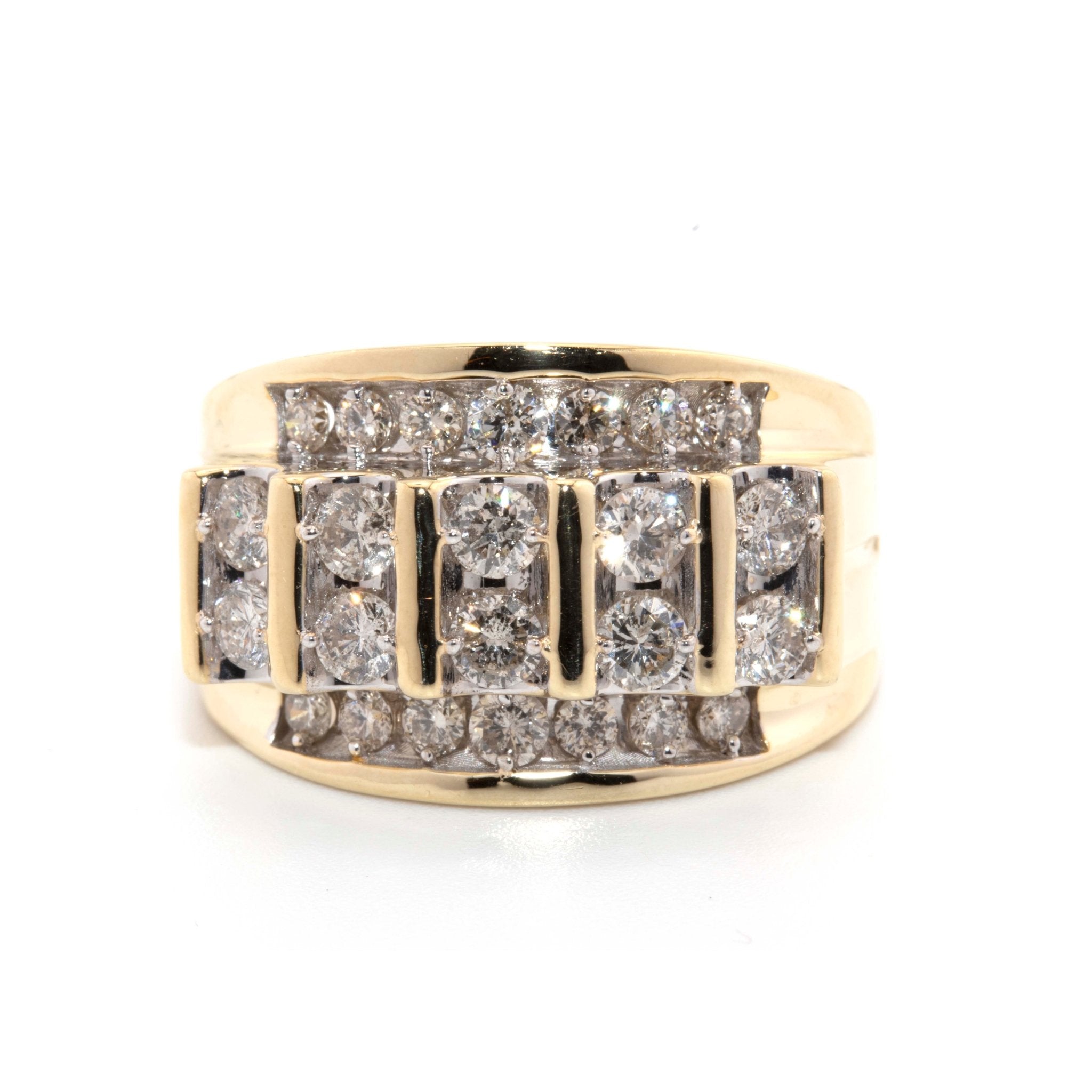 10K Yellow Gold Menâ€™s Big 3D Pointer Band - Elite Jewelers - Rings