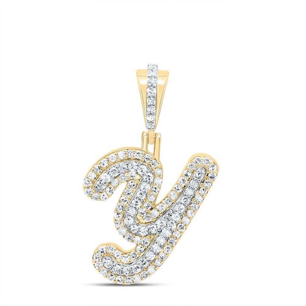 10k Yellow Gold Mens 0.37 CTW Natural Diamond Initial "Y" Charm 1.83g Pendant - Elite Jewelers - Charms & Pendants