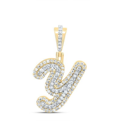 10k Yellow Gold Mens 0.37 CTW Natural Diamond Initial "Y" Charm 1.83g Pendant - Elite Jewelers - Charms & Pendants