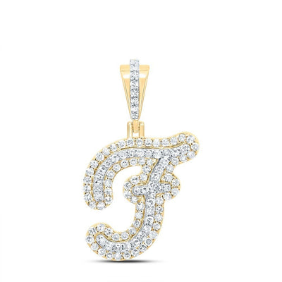 10k Yellow Gold Mens 0.41 CTW Natural Diamond Initial "F" Charm 1.82g Pendant - Elite Jewelers - Charms & Pendants