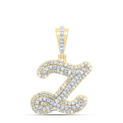 10k Yellow Gold Mens 0.44 CTW Natural Diamond Initial "Z" Charm 2.04g Pendant - Elite Jewelers - Charms & Pendants