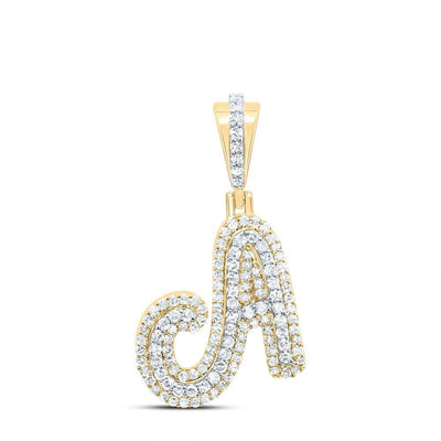 10k Yellow Gold Mens 0.49 CTW Natural Diamond Initial "A" Charm 1.93g Pendant - Elite Jewelers - Charms & Pendants