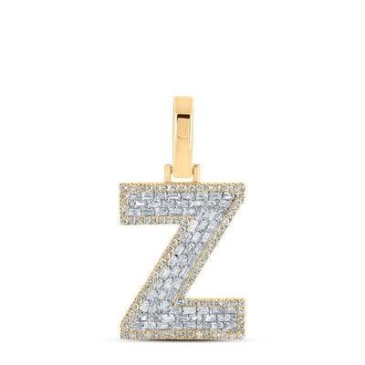 10k Yellow Gold Mens 0.54 CTW Baguette Diamond Initial "Z" Charm 2.19g Pendant - Elite Jewelers - Charms & Pendants