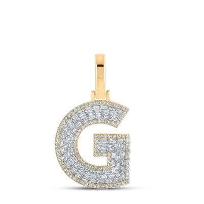 10k Yellow Gold Mens 0.57 CTW Baguette Diamond Initial "G" Charm 2.22g Pendant - Elite Jewelers - Charms & Pendants