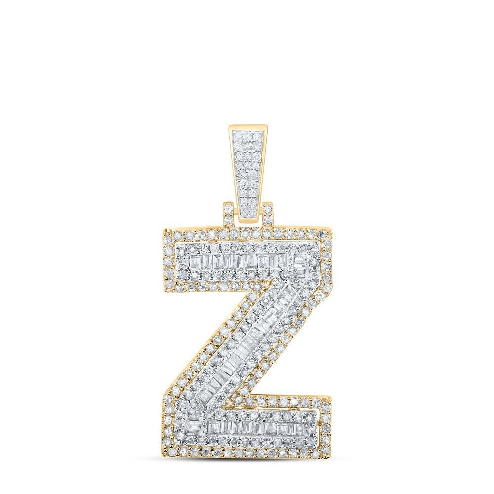 10k Yellow Gold Mens 0.75 CTW Natural Diamond Initial "Z" Charm 3.57g Pendant - Elite Jewelers - Charms & Pendants