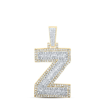 10k Yellow Gold Mens 0.75 CTW Natural Diamond Initial "Z" Charm 3.57g Pendant - Elite Jewelers - Charms & Pendants