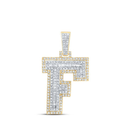 10k Yellow Gold Mens 0.77 CTW Natural Diamond Initial "F" Charm 3.21g Pendant - Elite Jewelers - Charms & Pendants
