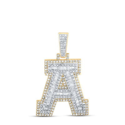 10k Yellow Gold Mens 0.92 CTW Natural Diamond Initial "A" Charm 3.45g Pendant - Elite Jewelers - Charms & Pendants