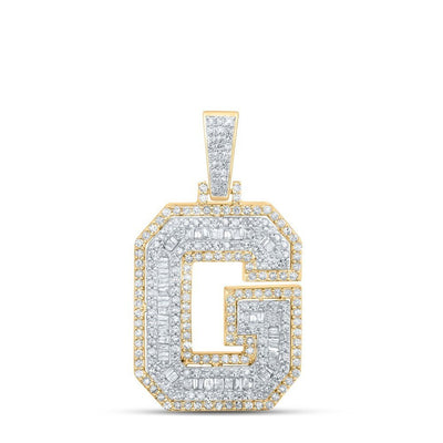 10k Yellow Gold Mens 0.95 CTW Natural Diamond Initial "G" Charm 3.94g Pendant - Elite Jewelers - Charms & Pendants
