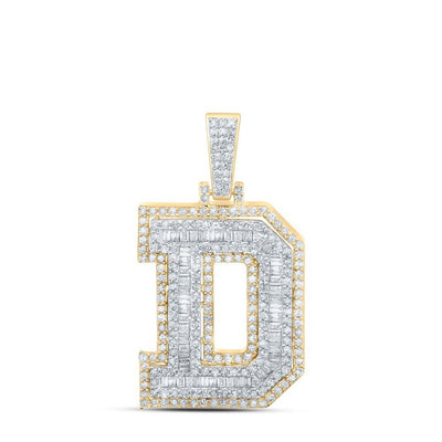10k Yellow Gold Mens 1.01 CTW Natural Diamond Initial "D" Charm 3.97g Pendant - Elite Jewelers - Charms & Pendants