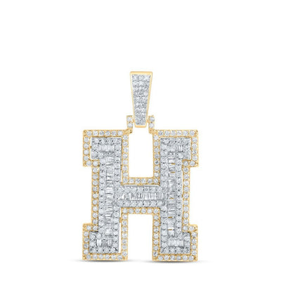 10k Yellow Gold Mens 1.01 CTW Natural Diamond Initial "H" Charm 4.17g Pendant - Elite Jewelers - Charms & Pendants