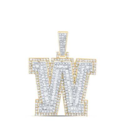 10k Yellow Gold Mens 1.43 CTW Natural Diamond Initial "W" Charm 5.15g Pendant - Elite Jewelers - Charms & Pendants
