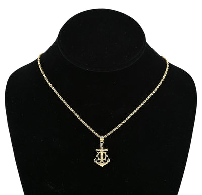 10k Yellow Gold Mens Mariner Anchor Crucifix Cross Pendant Religious 1g Charm - Elite Jewelers - Charms & Pendants